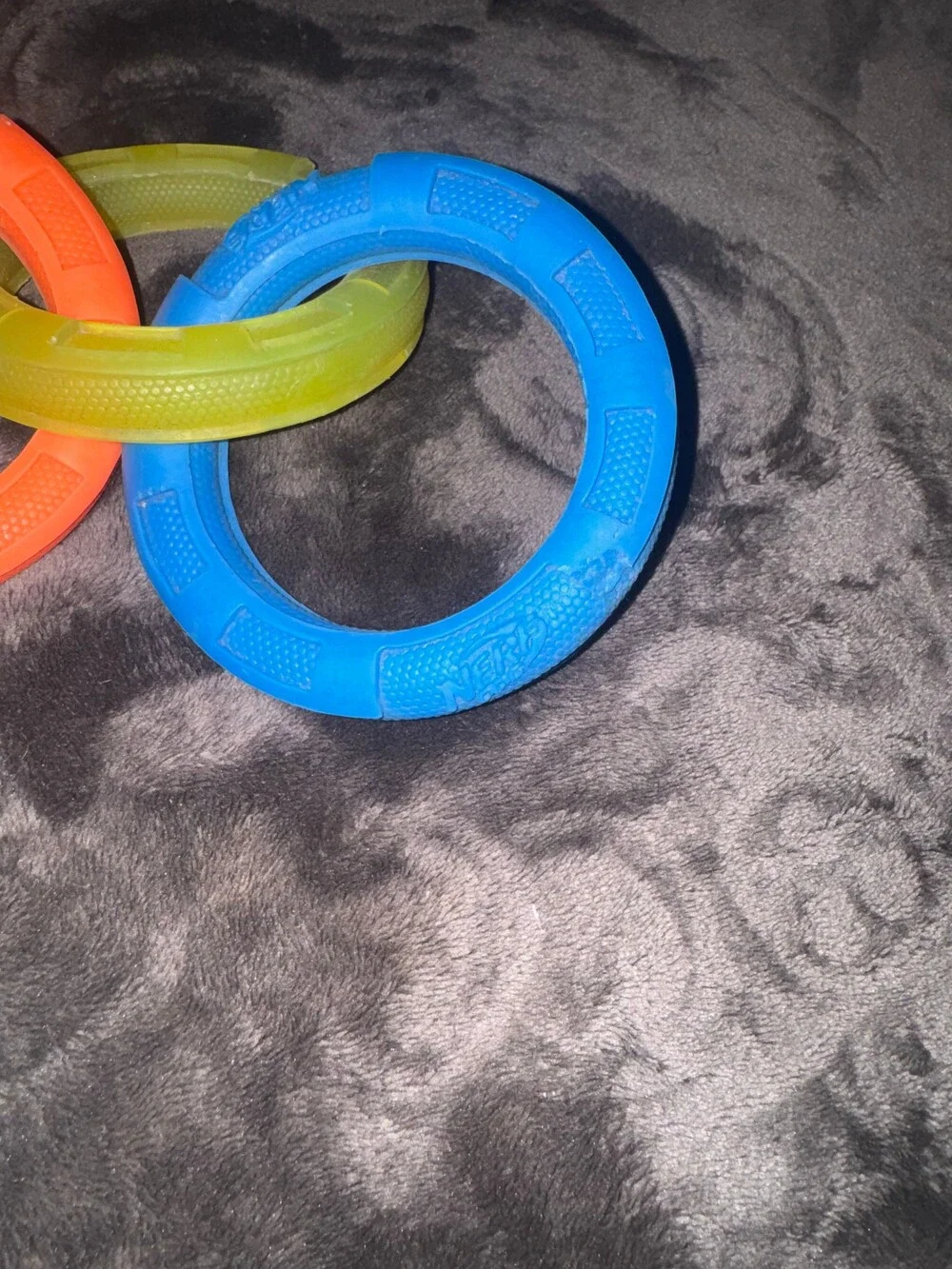 NERF DOG Set of 3 Dog Toy Rings Orange Yellow Blue